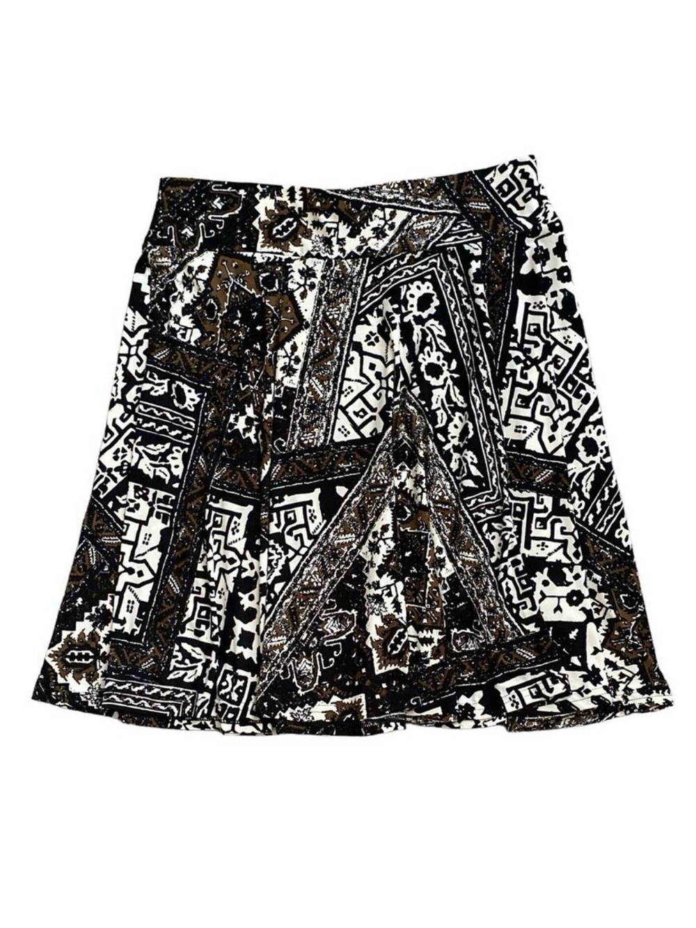Chaps Skirt Womens Size Medium A Line Boho Tribal Print Pull On Elastic Waist